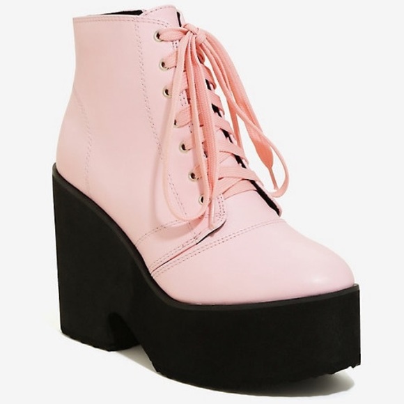 pink platform booties
